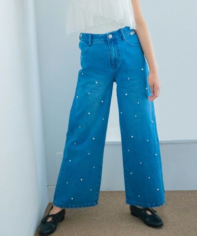 パールデニムワイドロングパンツ