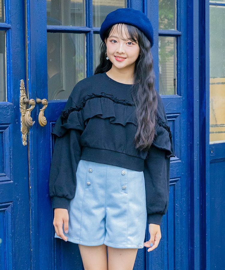 付けえり付きフリルスウェットトップス | Blue Daisy Online